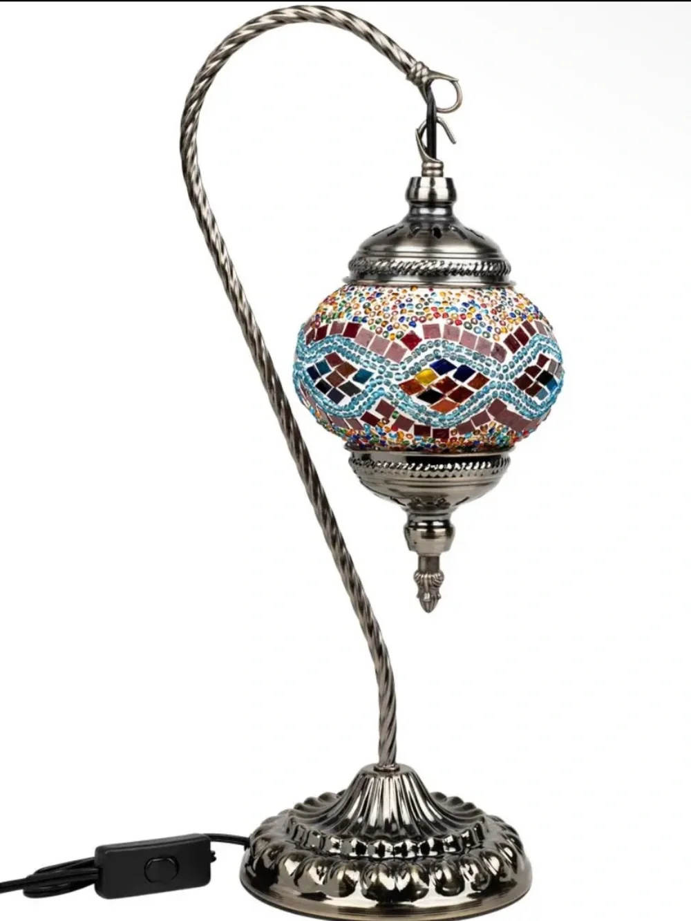Multicolor Turkish Style Mosaic Stained Glass Lantern Table Lamp